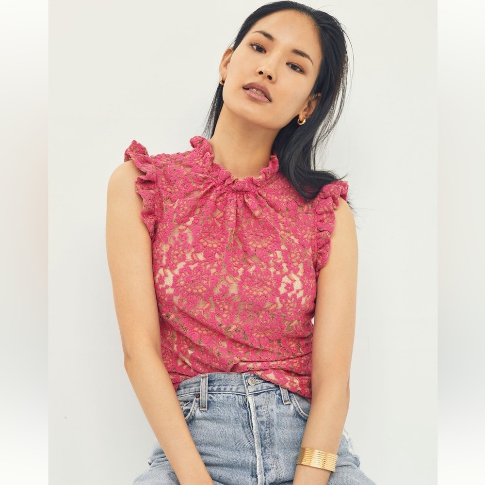Anthropologie Dolan Ruffled Lace Tank XL